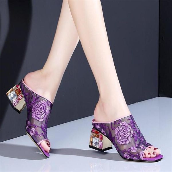 summer slippers shoes women fashion air mesh embroidered solid outer wear shallow square heel slides med 5cm zapatos mujer, Black
summer slippers shoes women fashion air mesh embroidered solid outer wear shallow square heel slides med 5cm zapatos mujer, Black