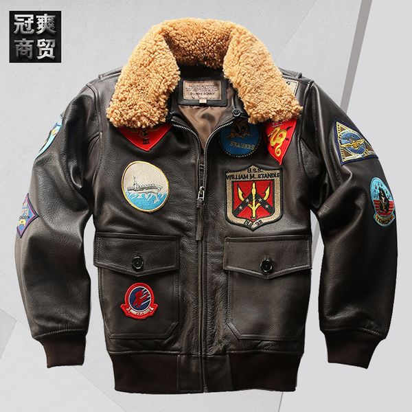 Fashion Leather World War Ii 17 Standard Flying Suit Coat Men' 2021 Lamb Wool Collar Casual Cotton Jacket, Red circle on back
Fashion Leather World War Ii 17 Standard Flying Suit Coat Men' 2021 Lamb Wool Collar Casual Cotton Jacket, Red circle on back