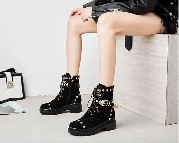 boots brand high-quality motorcycles boot rivets chunky heels skidproof sole outdoor cool ankle women platform shoes woman, Black
boots brand high-quality motorcycles boot rivets chunky heels skidproof sole outdoor cool ankle women platform shoes woman, Black