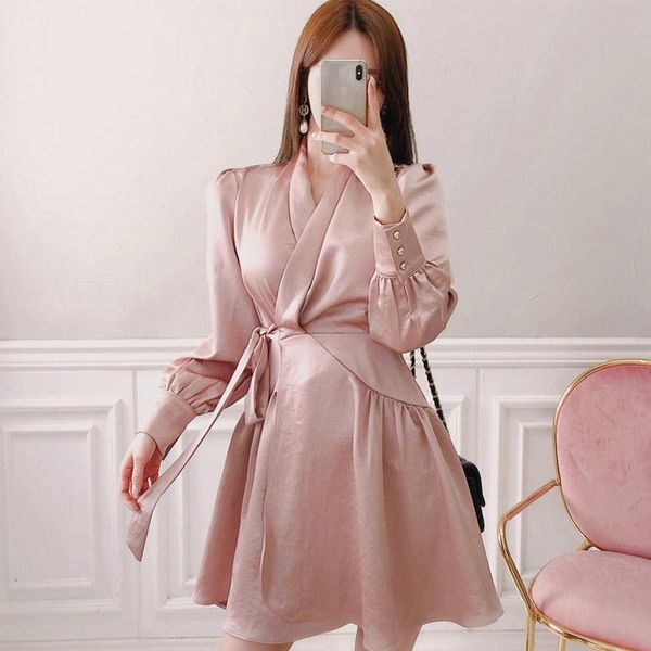 women v-neck slip satin elegant lantern sleeve a-line club party wrap dress clothing streetwear vestidos casual dresses, Black;gray
women v-neck slip satin elegant lantern sleeve a-line club party wrap dress clothing streetwear vestidos casual dresses, Black;gray