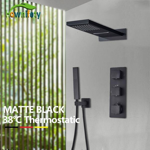 matte black thermostatic shower faucet sets cold rain water head 3-way mixer tap bathroom
matte black thermostatic shower faucet sets cold rain water head 3-way mixer tap bathroom