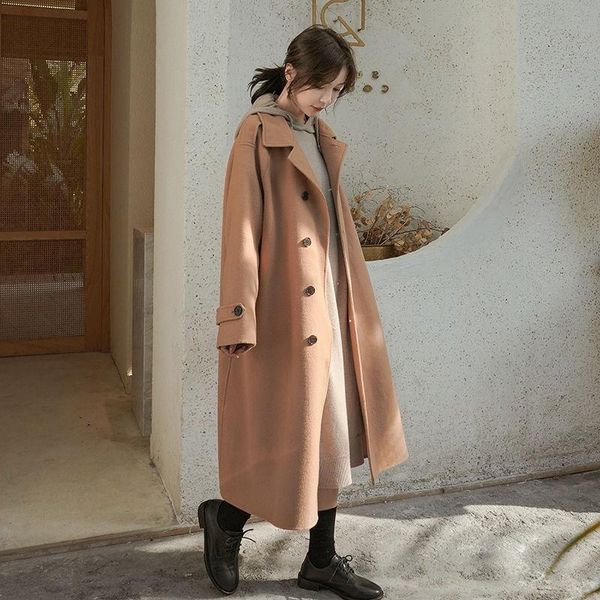women's wool & blends women solid calf-length sashes single breasted elegant turn-down collar slim fit loose thick fashion office lady, Black
women's wool & blends women solid calf-length sashes single breasted elegant turn-down collar slim fit loose thick fashion office lady, Black