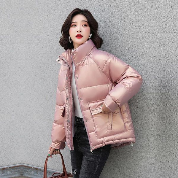 women's down & parkas fashion short gloosy parka coat thick warm winter jacket women 2021 casual stand collar chic outerwear female, Black
women's down & parkas fashion short gloosy parka coat thick warm winter jacket women 2021 casual stand collar chic outerwear female, Black