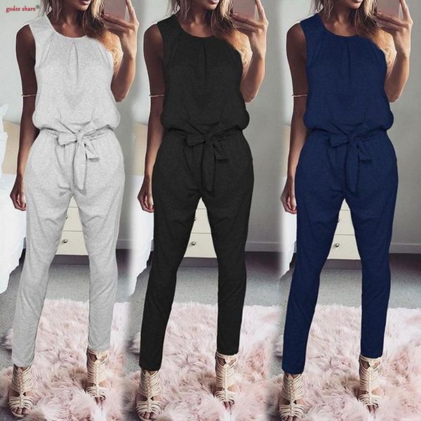 women's jumpsuits & rompers bandage 2021 summer woman clothing sleeveless solid round neck full length female women costumes, Black;white
women's jumpsuits & rompers bandage 2021 summer woman clothing sleeveless solid round neck full length female women costumes, Black;white