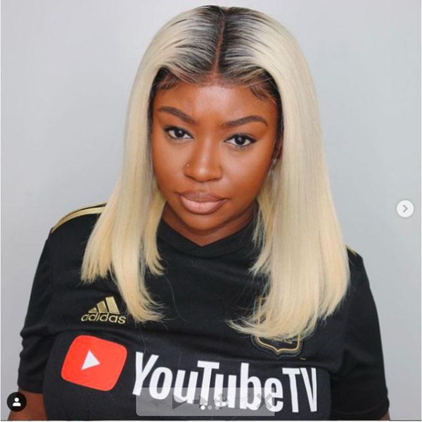 lace wigs 613 ombre short bob blonde hair dark root 100% brazilian silk straight middle t part cut front natural hairline, Black;brown
lace wigs 613 ombre short bob blonde hair dark root 100% brazilian silk straight middle t part cut front natural hairline, Black;brown
