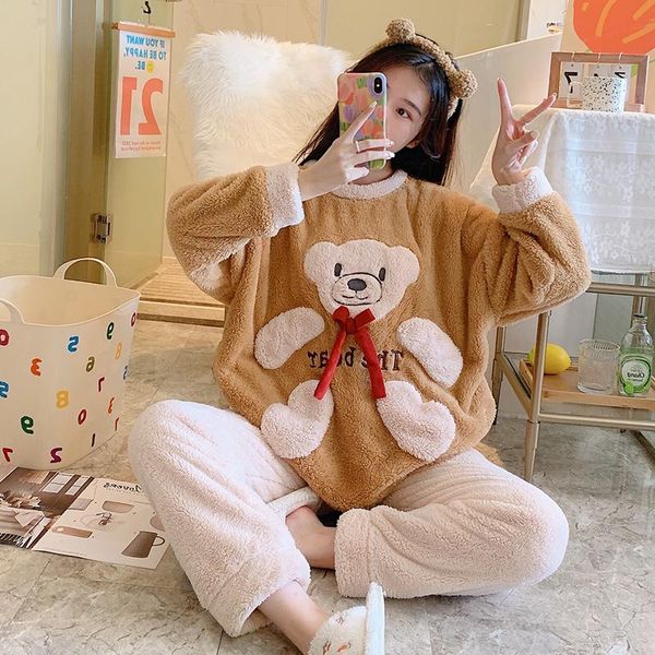 women's sleepwear cartoon pajamas women 's round neck pullover coral fleece thickened long sleeve winter cute brown bear flannel h, Black;red
women's sleepwear cartoon pajamas women 's round neck pullover coral fleece thickened long sleeve winter cute brown bear flannel h, Black;red