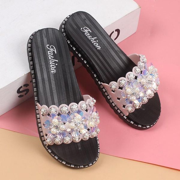 slippers women's shiny low heel shoes flat bottom non-slip beach fashion women pearl flip flops zapatos de mujer#g20, Black
slippers women's shiny low heel shoes flat bottom non-slip beach fashion women pearl flip flops zapatos de mujer#g20, Black