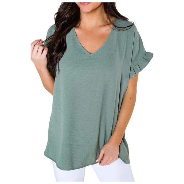 women's blouses & shirts shirt summer v-neck loose ruffle sleeves pure color elegant tunic korean style female, White
women's blouses & shirts shirt summer v-neck loose ruffle sleeves pure color elegant tunic korean style female, White