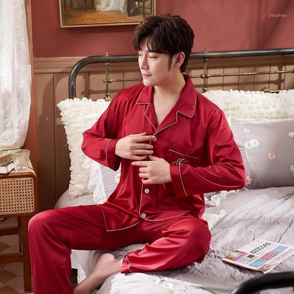 big size men pajamas set long sleeve shirt&pants satin 2pcs sleepwear male spring pyjamas suit casual sleep loose homewear men's, Black;brown
big size men pajamas set long sleeve shirt&pants satin 2pcs sleepwear male spring pyjamas suit casual sleep loose homewear men's, Black;brown