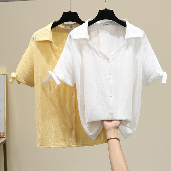 women's blouses & shirts 2021 summer women korean style blouse yellow/white shirt short sleeves bow lace up single breasted womens casu
women's blouses & shirts 2021 summer women korean style blouse yellow/white shirt short sleeves bow lace up single breasted womens casu