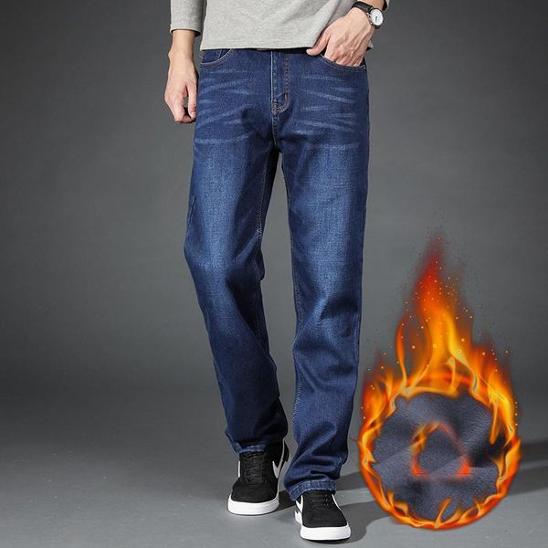 men's jeans winter warm thick black business fashion regular fit denim trousers fleece stretch pants male brand high quality, Blue
men's jeans winter warm thick black business fashion regular fit denim trousers fleece stretch pants male brand high quality, Blue