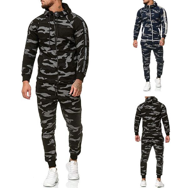 men's tracksuits casual suit letter printing mosaic camouflage sports sweater two piece set, Gray
men's tracksuits casual suit letter printing mosaic camouflage sports sweater two piece set, Gray