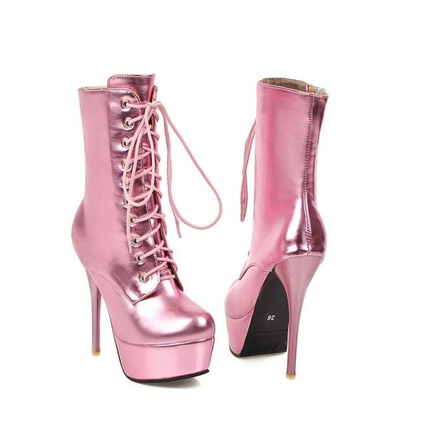 boots fashion short women 2021 winter pink cross lacing thick bottom and thin heel 13.5 cm super high heels, Black
boots fashion short women 2021 winter pink cross lacing thick bottom and thin heel 13.5 cm super high heels, Black