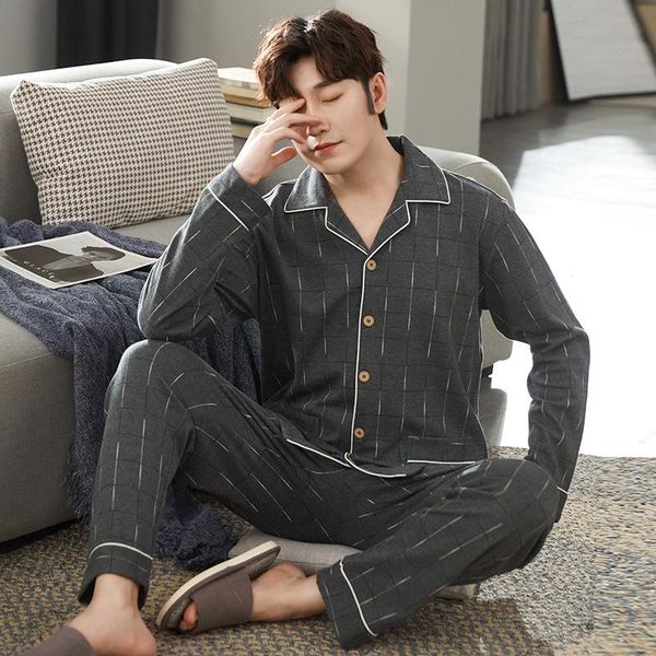 men's sleepwear l-3xl cotton loose 2pcs pajamas suit full sleeve pant spring autumn casual homewear fashion print nightwear, Black;brown
men's sleepwear l-3xl cotton loose 2pcs pajamas suit full sleeve pant spring autumn casual homewear fashion print nightwear, Black;brown
