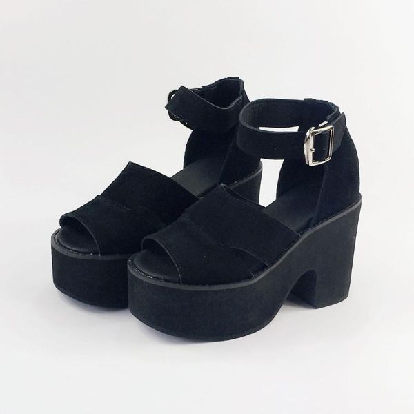 summer casual women genuine leather high platform open toe lolita sandals buckle strap piscine mouth shoes, Black
summer casual women genuine leather high platform open toe lolita sandals buckle strap piscine mouth shoes, Black