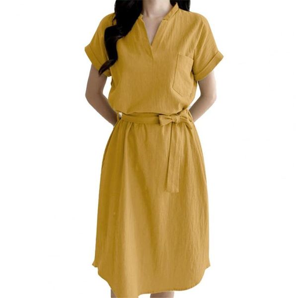 casual dresses shirt dress solid color v neck knee length short sleeve belt women summer sundress 2021, Black;gray
casual dresses shirt dress solid color v neck knee length short sleeve belt women summer sundress 2021, Black;gray