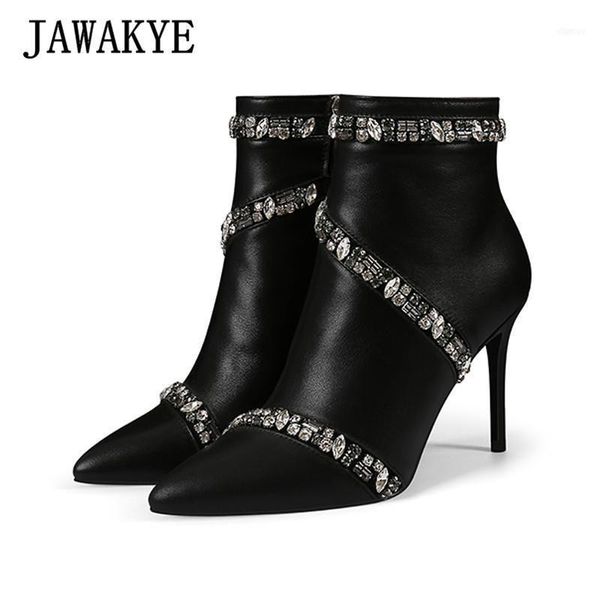 boots bling black genuine leather ankle for women crystal around winter party shoes woman point toe high heel short boots11
boots bling black genuine leather ankle for women crystal around winter party shoes woman point toe high heel short boots11