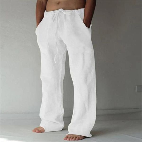 men's pants summer men casual solid color linen multi-pocket straight plus large size breathable comfortable drawstring loose trousers, Black
men's pants summer men casual solid color linen multi-pocket straight plus large size breathable comfortable drawstring loose trousers, Black