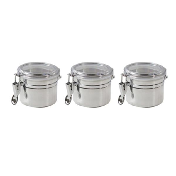 storage bottles & jars mini stainless steel canister set with clear arylic lid and locking clamp 3-piece
storage bottles & jars mini stainless steel canister set with clear arylic lid and locking clamp 3-piece
