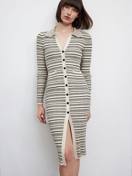 casual dresses fall 2021 women's clothing french temperament striped lapel tight-fitting knitted dress, Black;gray
casual dresses fall 2021 women's clothing french temperament striped lapel tight-fitting knitted dress, Black;gray