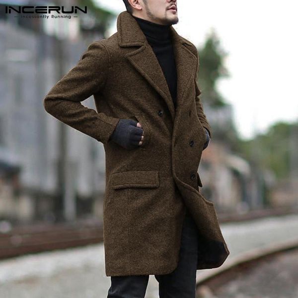men's wool & blends winter faux fashion long sleeve lapel coats men solid color loose jackets pockets double breasted overcoats incerun, Black
men's wool & blends winter faux fashion long sleeve lapel coats men solid color loose jackets pockets double breasted overcoats incerun, Black