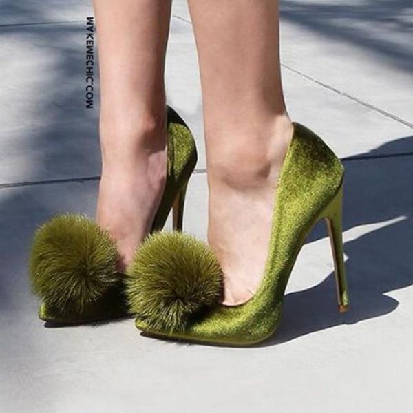 dress shoes fashion pom high heel army green velvet stiletto pumps pointed toe slip-on thin heels celebrating spring, Black
dress shoes fashion pom high heel army green velvet stiletto pumps pointed toe slip-on thin heels celebrating spring, Black