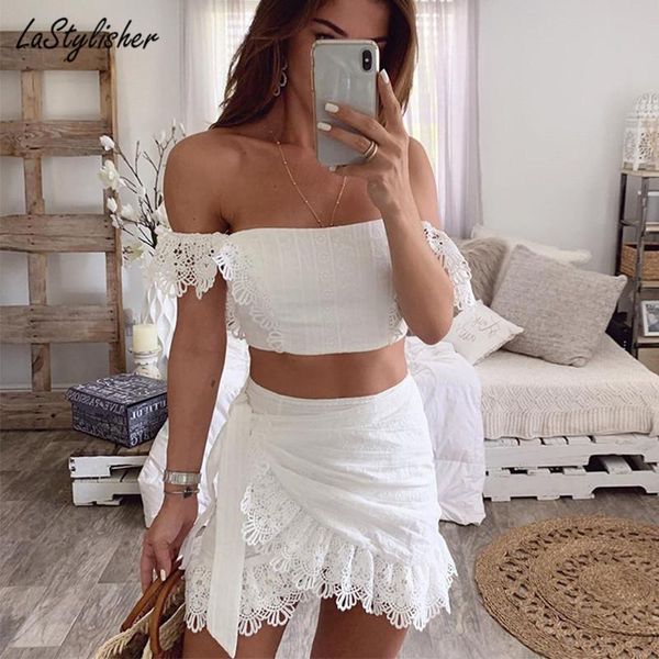 women's tracksuits 2021 skirt and white two piece set women lace bandage bodycon 2 summer slash neck party outfits, Gray
women's tracksuits 2021 skirt and white two piece set women lace bandage bodycon 2 summer slash neck party outfits, Gray