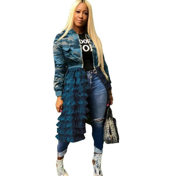 women's jackets camouflage print pocket women zipper full sleeve outwear autumn winter fashion ruffle cascading patchwork long 9p0, Black;brown
women's jackets camouflage print pocket women zipper full sleeve outwear autumn winter fashion ruffle cascading patchwork long 9p0, Black;brown
