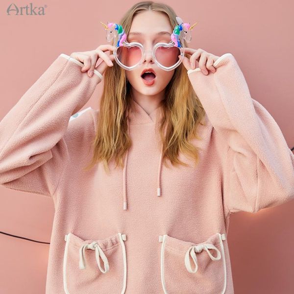 women's hoodies & sweatshirts artka 2021 winter women sweatshirt fashion casual hooded pullover loose thicken fleece warm va20210d, Black
women's hoodies & sweatshirts artka 2021 winter women sweatshirt fashion casual hooded pullover loose thicken fleece warm va20210d, Black