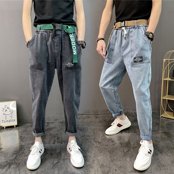 men's jeans fashion men's solid color feet pants slim leggings trend denim ankle length stretch low-end harem arol, Blue
men's jeans fashion men's solid color feet pants slim leggings trend denim ankle length stretch low-end harem arol, Blue