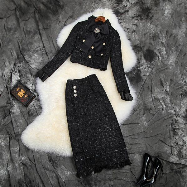 women's tracksuits 2021 autumn winter runway skirt two pieces sets women brand fashion bowknot woolen jacket and suit female outfits, Gray
women's tracksuits 2021 autumn winter runway skirt two pieces sets women brand fashion bowknot woolen jacket and suit female outfits, Gray
