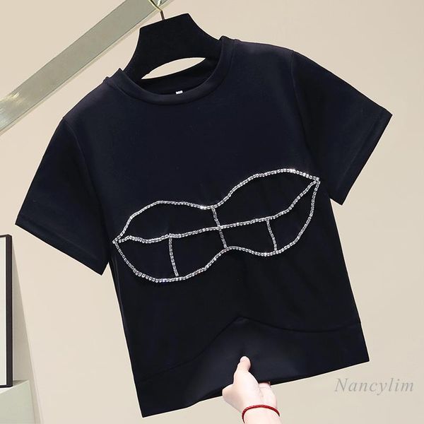 women's t-shirt short rhinestone black white glossy hip hop cotton short-sleeved for women 2021 spring-summer tees
women's t-shirt short rhinestone black white glossy hip hop cotton short-sleeved for women 2021 spring-summer tees