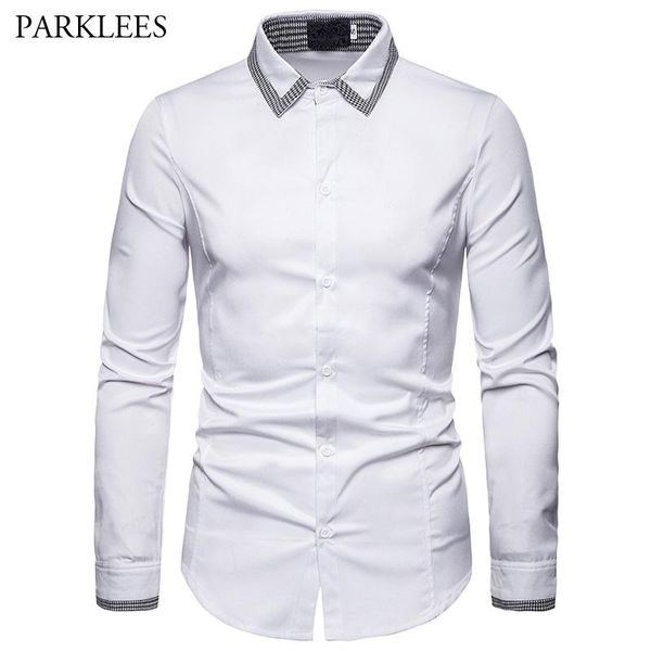 men's casual shirts houndstooth design collar white and black 2021 fashion slim fit business long-sleeved shirt for men, White;black
men's casual shirts houndstooth design collar white and black 2021 fashion slim fit business long-sleeved shirt for men, White;black
