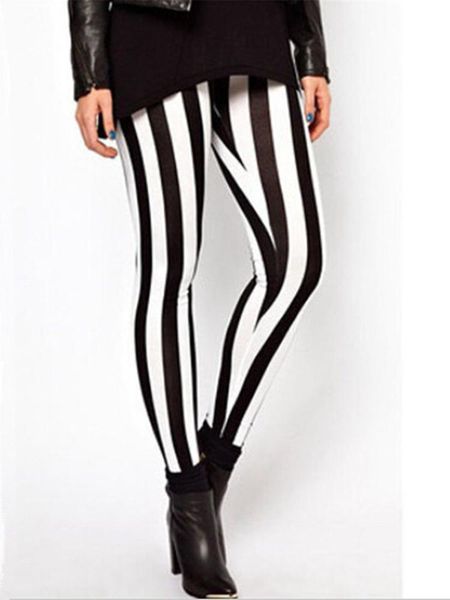 plus size women casual black white striped wide elastic stripes stretch leggings long trousers women's jeans, Blue 
plus size women casual black white striped wide elastic stripes stretch leggings long trousers women's jeans, Blue