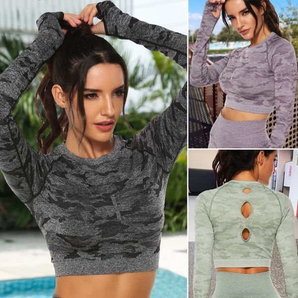 women seamless yoga shirts sport camouflage gymwear workout long sleeve gym crop high waist leggings fitness sports wear outfit
women seamless yoga shirts sport camouflage gymwear workout long sleeve gym crop high waist leggings fitness sports wear outfit