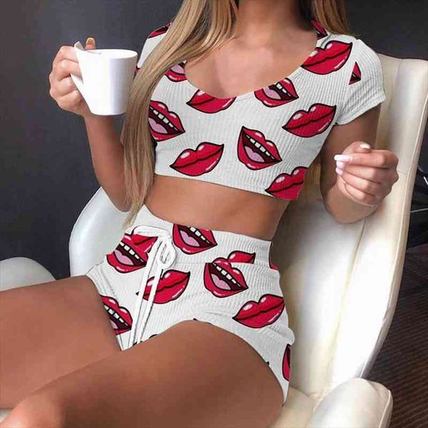 women home fashion brief lip print sleepwear elastic waist shorts two-piece tracksuit sets sleepwear short pajama tracksuit, Black;red
women home fashion brief lip print sleepwear elastic waist shorts two-piece tracksuit sets sleepwear short pajama tracksuit, Black;red