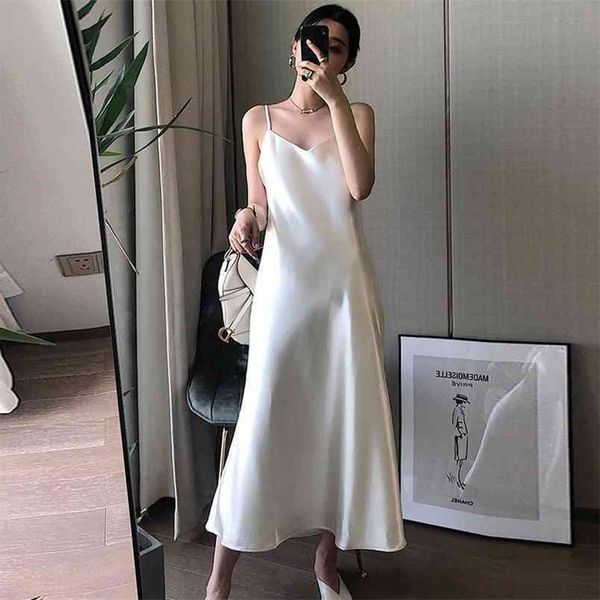 women satin dress spaghetti strap v neck long elegant sleeveless soft smooth summer a-line es female 210522, Black;gray
women satin dress spaghetti strap v neck long elegant sleeveless soft smooth summer a-line es female 210522, Black;gray