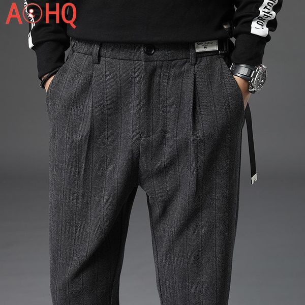men's pants striped casual men thick woolen elastic waist office formal mens trousers clothing harem pant 2021 british style, Black
men's pants striped casual men thick woolen elastic waist office formal mens trousers clothing harem pant 2021 british style, Black