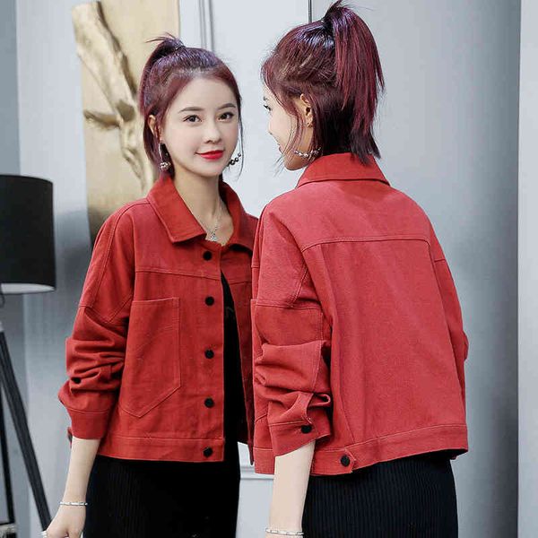 jxmyy spring new products short fashion casual denim jacket women's hong kong style retro long sleeve red 210412, Black;brown
jxmyy spring new products short fashion casual denim jacket women's hong kong style retro long sleeve red 210412, Black;brown