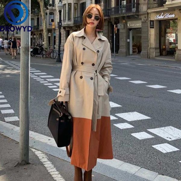 women's trench coats fashion 2021 fall /autumn casual patchwork double breasted simple classic long coat with belt chic female windbrea, Tan;black
women's trench coats fashion 2021 fall /autumn casual patchwork double breasted simple classic long coat with belt chic female windbrea, Tan;black