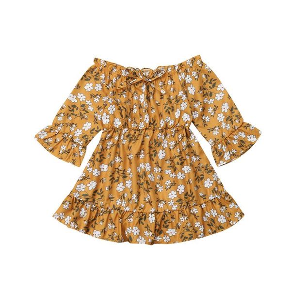 baby girls cotton long sleeve floral off shoulder dress toddler princess party dresses girl's, Red;yellow 
baby girls cotton long sleeve floral off shoulder dress toddler princess party dresses girl's, Red;yellow