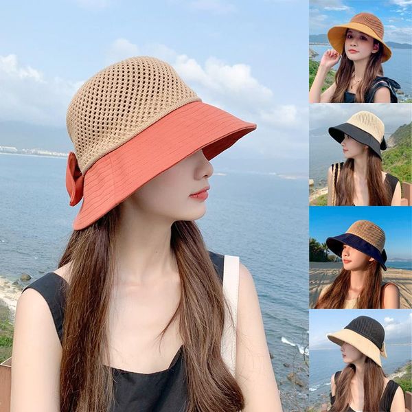 wide brim hats women summer knitted bow sun hat foldable breathable protection cap korean styles lady casual travel beach, Blue;gray
wide brim hats women summer knitted bow sun hat foldable breathable protection cap korean styles lady casual travel beach, Blue;gray