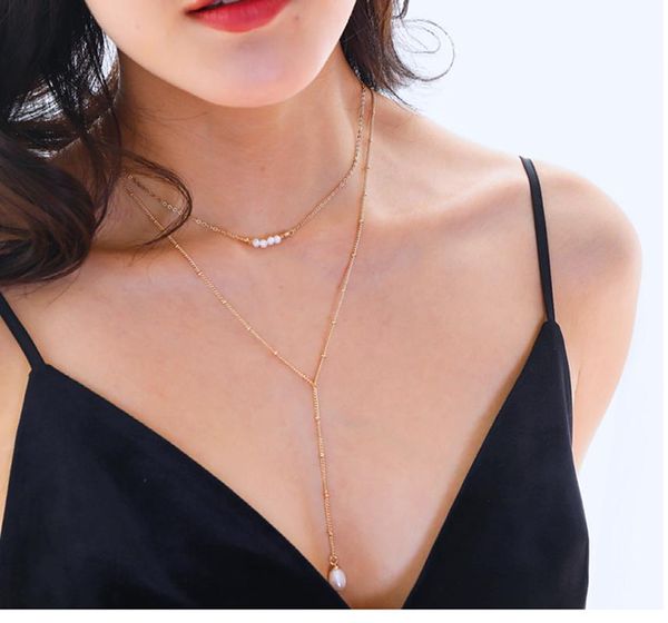 pendant necklaces exquisite jewelry fashion natural freshwater pearl necklace simple design retro double-layer neck chain gift for women, Silver
pendant necklaces exquisite jewelry fashion natural freshwater pearl necklace simple design retro double-layer neck chain gift for women, Silver