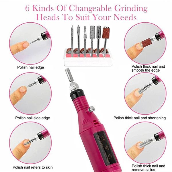 nail drill & accessories portable electric file machine,professional art kit for acrylic nails manicure pedicure tool with 6
nail drill & accessories portable electric file machine,professional art kit for acrylic nails manicure pedicure tool with 6
