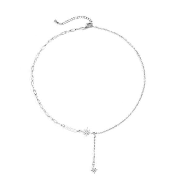 pendant necklaces potcet 2021 korea fashion trend women's pearl sixth star necklace retro lock bone chain geometric jewelry, Silver
pendant necklaces potcet 2021 korea fashion trend women's pearl sixth star necklace retro lock bone chain geometric jewelry, Silver