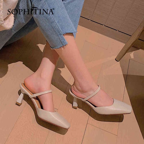 sophitina pure color outdoor women's slippers fashion genuine leather korean shoes high heel summer wild female shoes ao588 210513, Black
sophitina pure color outdoor women's slippers fashion genuine leather korean shoes high heel summer wild female shoes ao588 210513, Black
