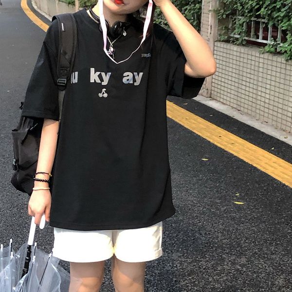 designer brand t shirt retro pure cotton rose red short-sleeved women's fashion summer thin loose korean style top, White
designer brand t shirt retro pure cotton rose red short-sleeved women's fashion summer thin loose korean style top, White