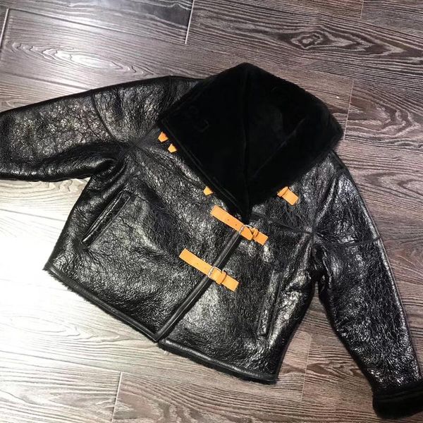women's leather & faux ladies shearling jacket women suede lamb coat, Black 
women's leather & faux ladies shearling jacket women suede lamb coat, Black