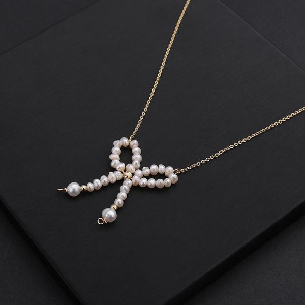 Baroque Natural Freshwater Pearl Bowknot Pendant Clavicle Necklace Copper Gold Color Chain Chic Elegant Jewelry Chains, Silver
Baroque Natural Freshwater Pearl Bowknot Pendant Clavicle Necklace Copper Gold Color Chain Chic Elegant Jewelry Chains, Silver