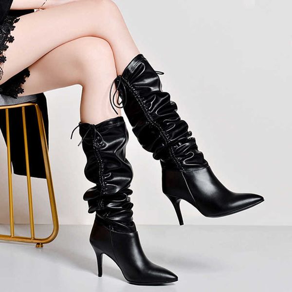 wetkiss novelty fold boots pleated two ways women high heels distressed boot slouch stretch leather shoes party dance women 210630, Black
wetkiss novelty fold boots pleated two ways women high heels distressed boot slouch stretch leather shoes party dance women 210630, Black